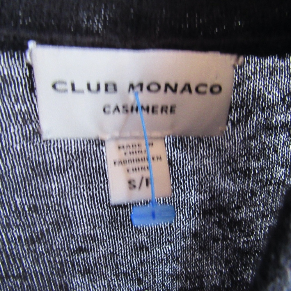 Solid Black Wrap Look Sweater 100% Cashmere Long Sleeve Club Monaco Small S - Picture 2 of 8